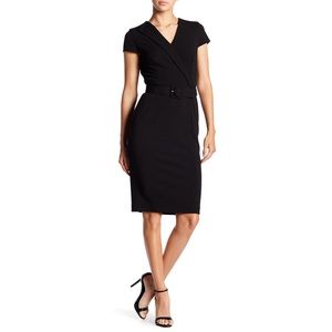 Calvin Klein Belted Cap Sleeve Sheath Dress